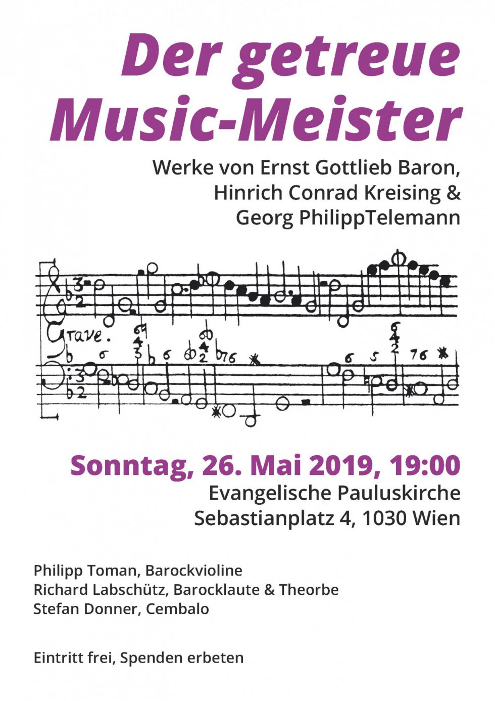 Der getreue Music-Meister Plakat mit allen Informationen