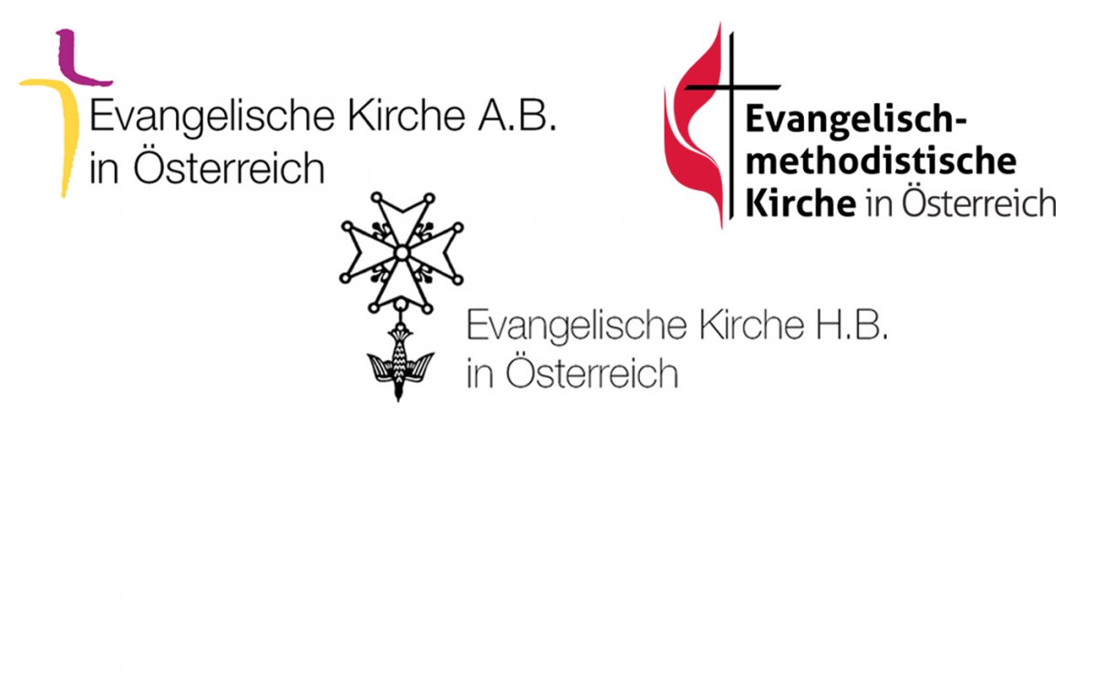 drei Logos - eines der Evangelischen Kirche H.B., eines der  Evangelischen Kirche A.B. und eines der Methodisten