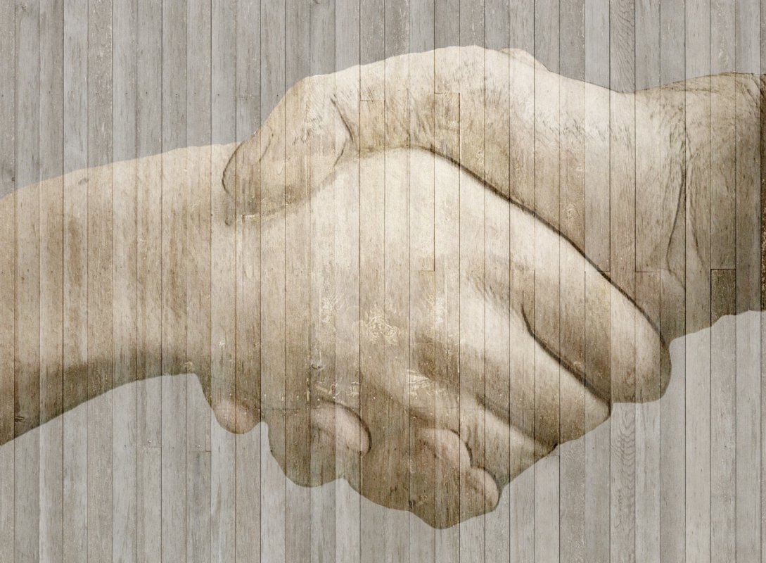 Handschlag, gezeichnet