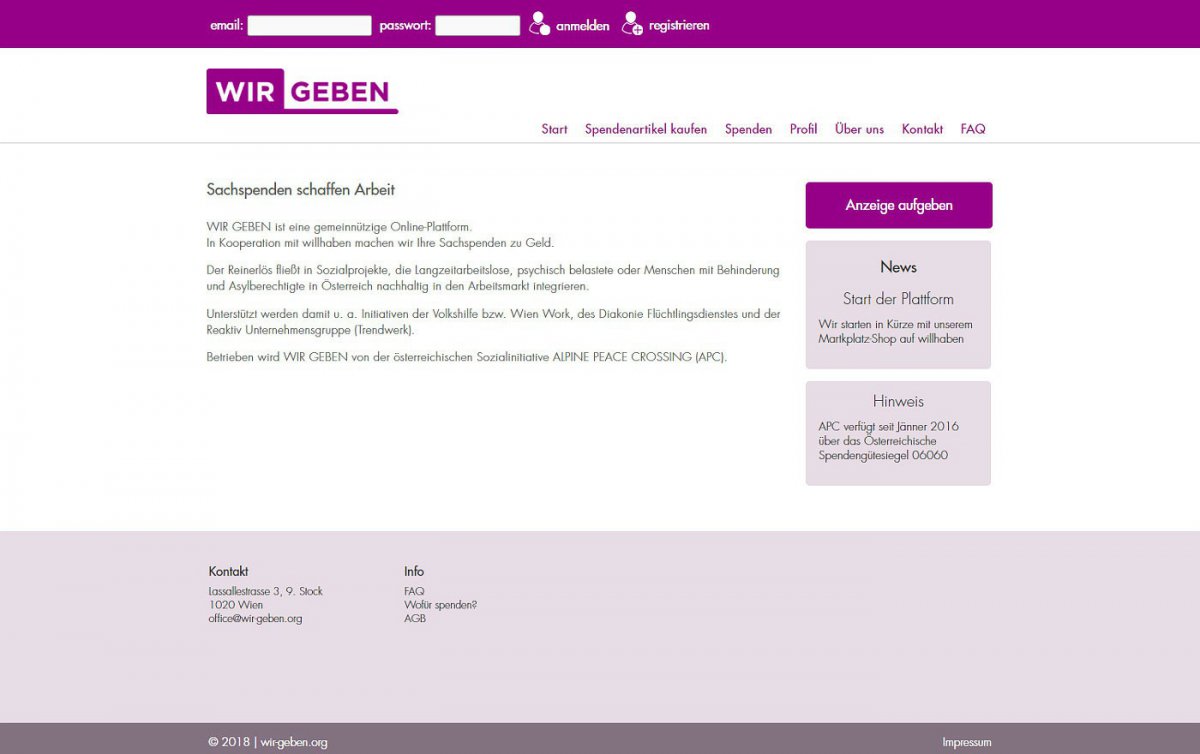 Die neue Plattform wir-geben.org macht Sachspenden zu Geld.