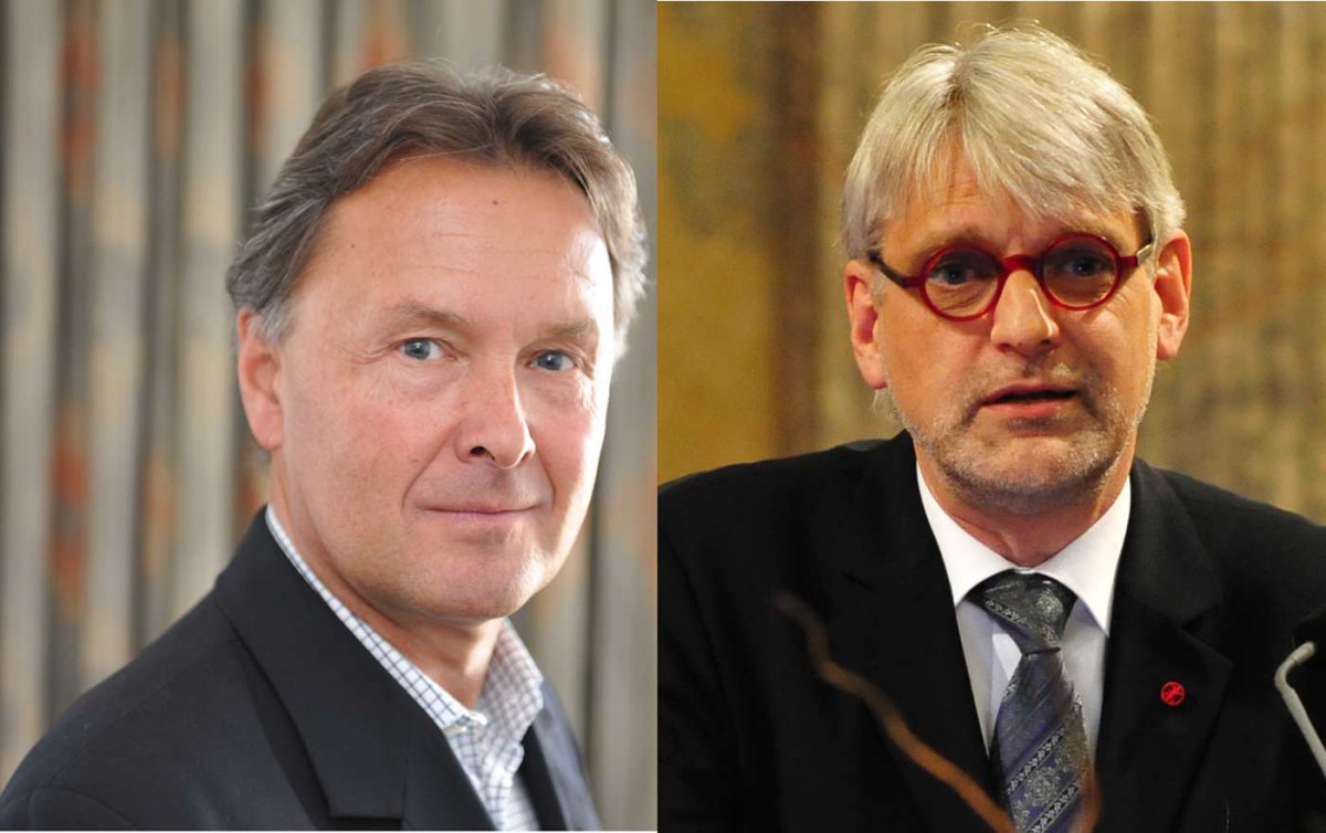 Heftige Kritik am Vorgehen der Bundesregierung kommt vom Journalisten Udo Bachmair (l) und vom Theologen Ulrich Körtner. Fotos: epd/Uschmann